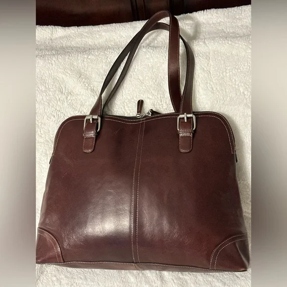 Fossil Vintage Brown Leather Shoulder Bag Handbag Purse 75082 - Picture 2 of 11